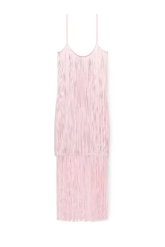 Alexander Wang Fringe Tank Mini Dress - Cradle Pink Elegant Velvet Mini Dress