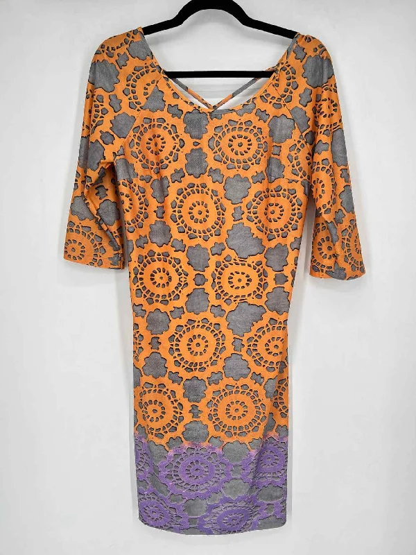 Aryeh Size M Orange Print Dress