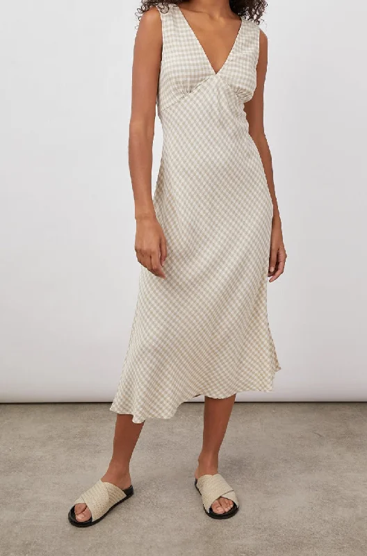 AUDRINA DRESS - SAND GINGHAM