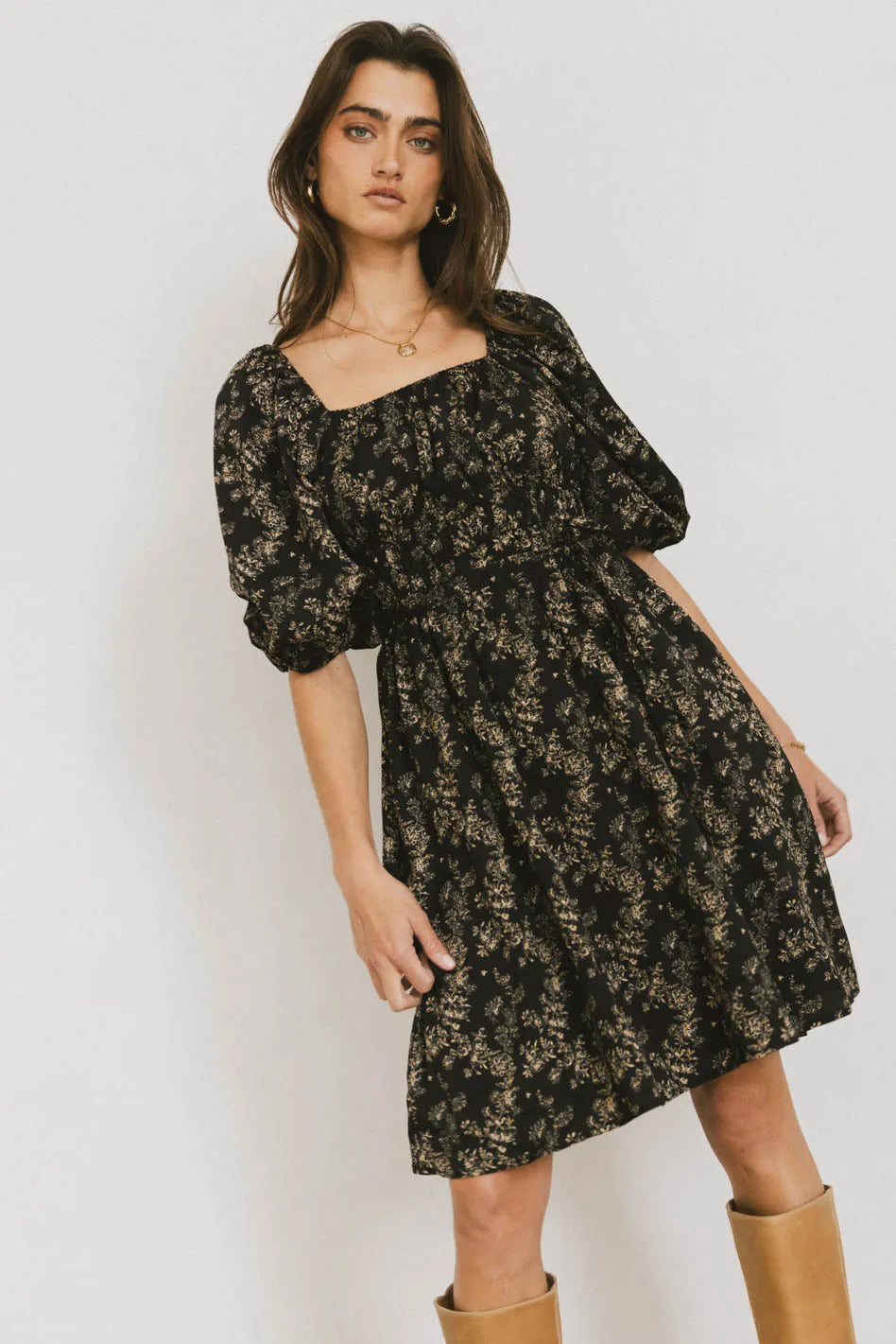 Bellamy Mini Dress in Black Fashionable Boho-Chic Mini Dress