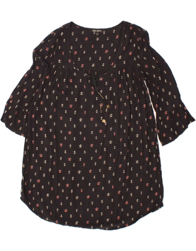 BILLABONG Womens Abstract Pattern 3/4 Sleeve Tunic Dress UK 14 Large Grey