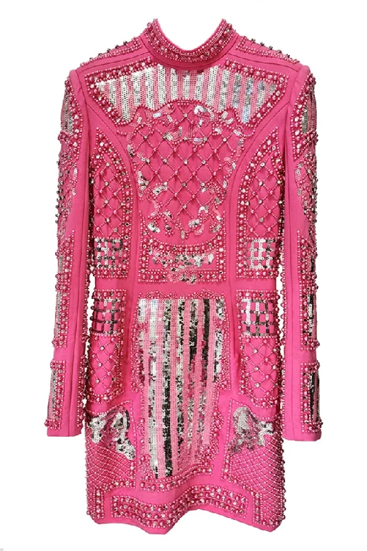 Nayeli Mini Dress with Crystals and Sequins Classic White Mini Dress