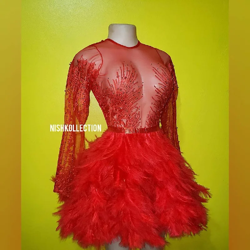 Camparie jasmine embroidery feather mini dress Fashionable Pleated Mini Dress