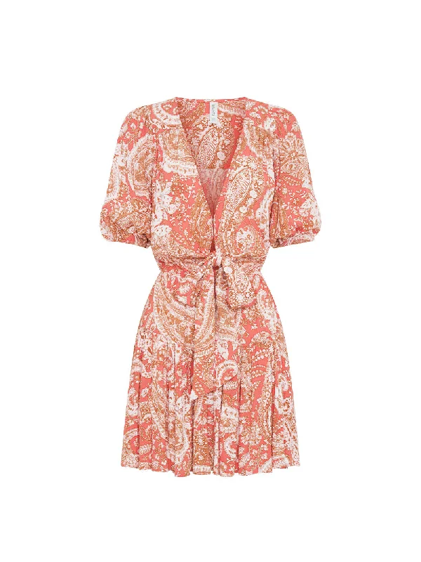 Casablanca Tie Front Mini Dress Elegant Mini Dress with Ruffles
