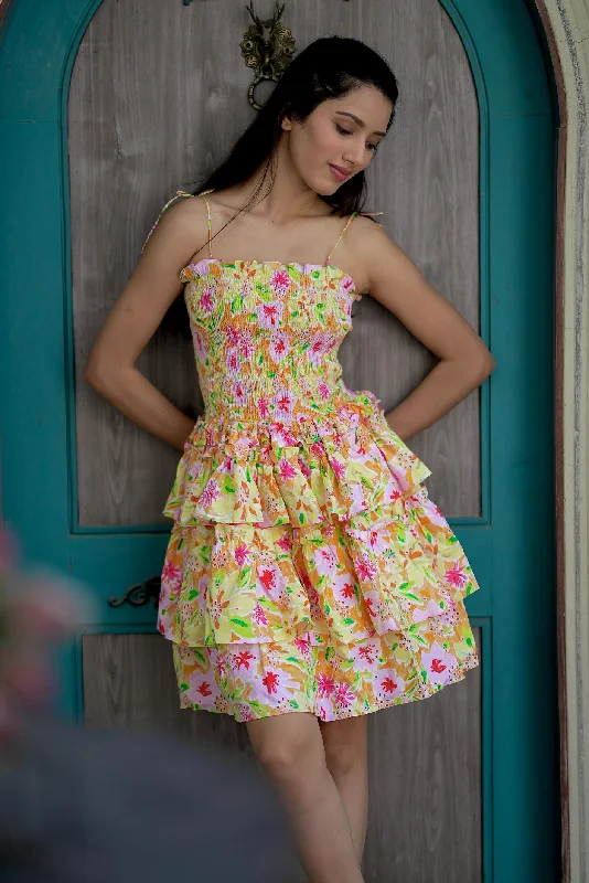 Cold heart - printed mini dress Classic Floral Print Mini Dress