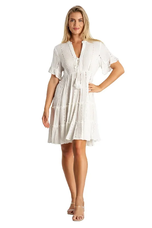 Cute White Mini Dresses for Women Stylish Floral Print Mini Dress