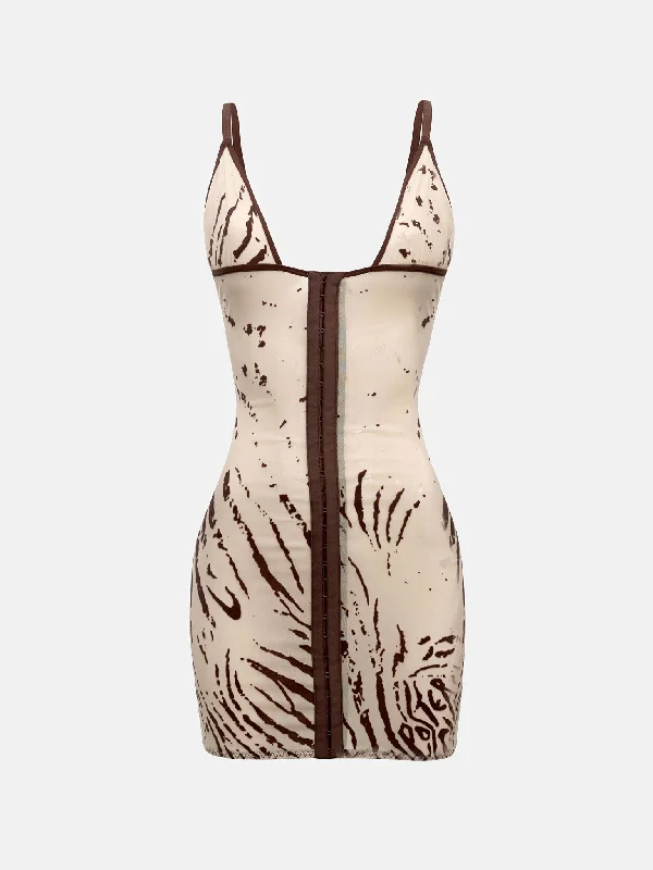 Doll Dress Beige Zebra Print