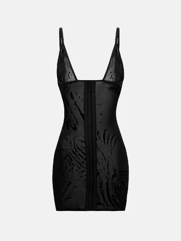 Doll Dress Black Zebra Print