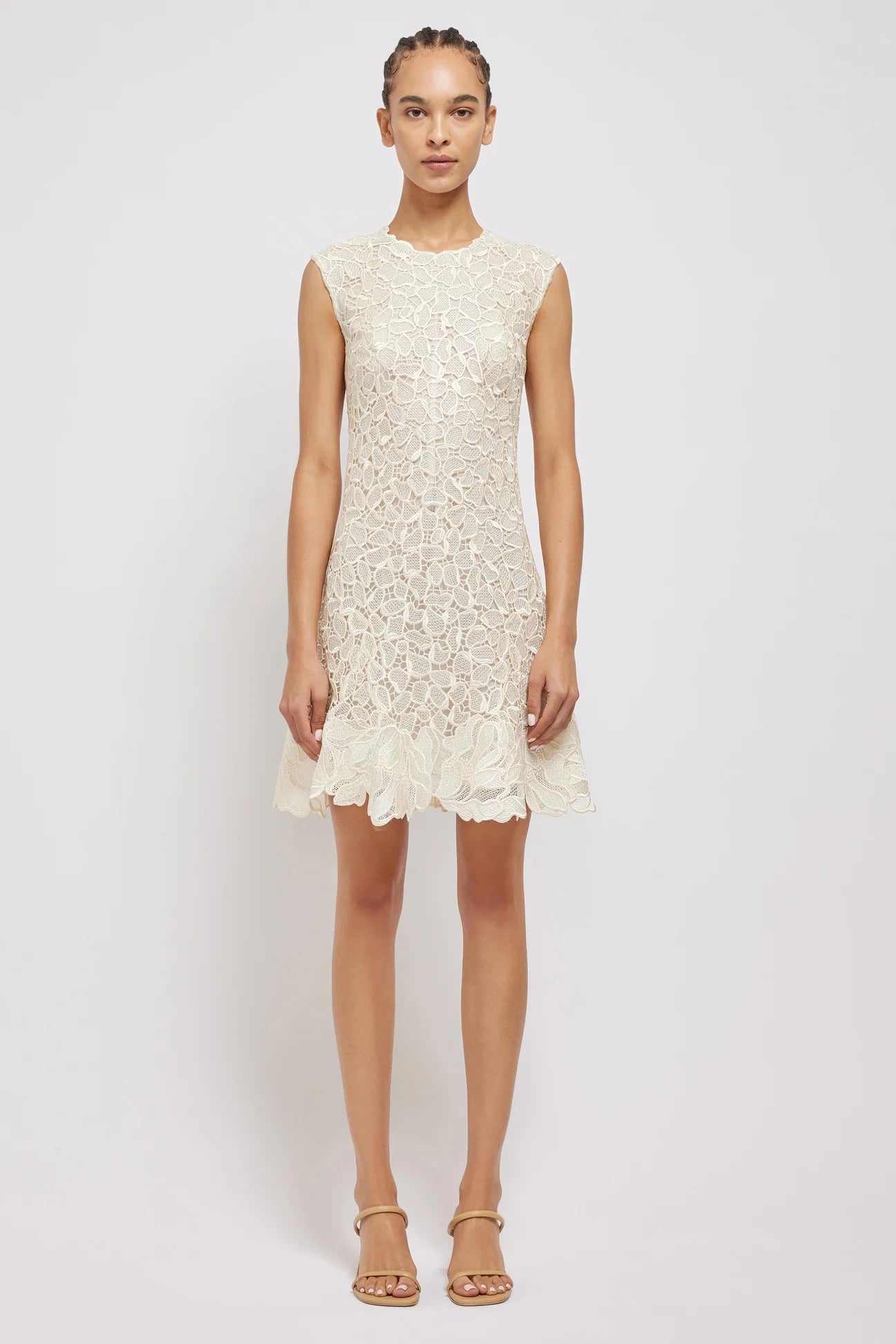 Drake Mini Dress - Ivory Comfortable Polka Dot Mini Dress