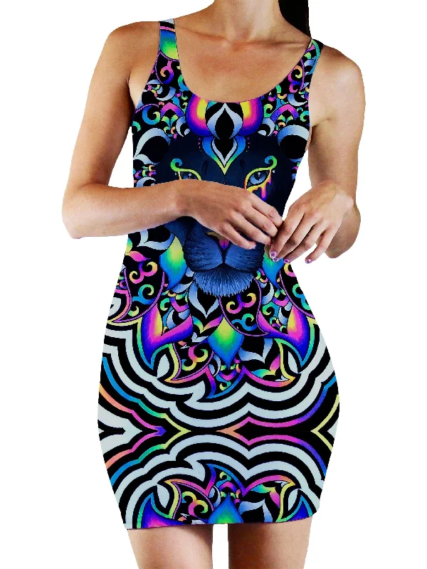 Electric Lion Bodycon Mini Dress Elegant Mini Dress with Pleats