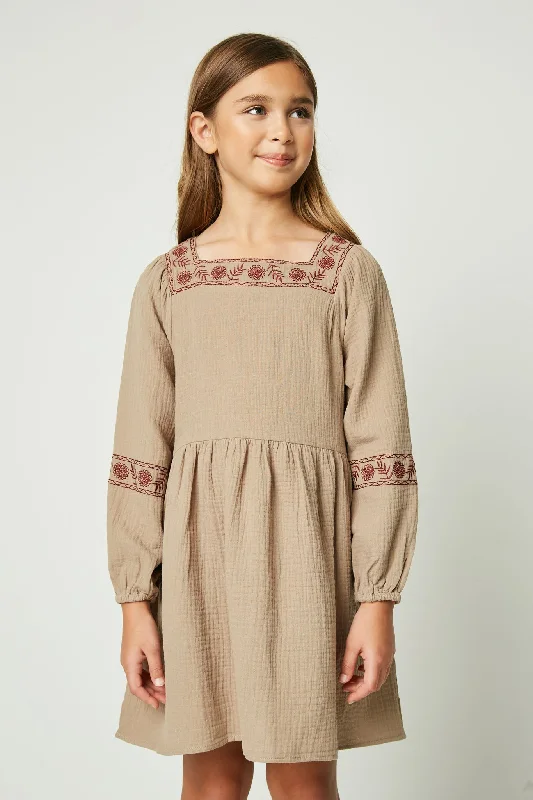Embroidered Sleeve Dress
