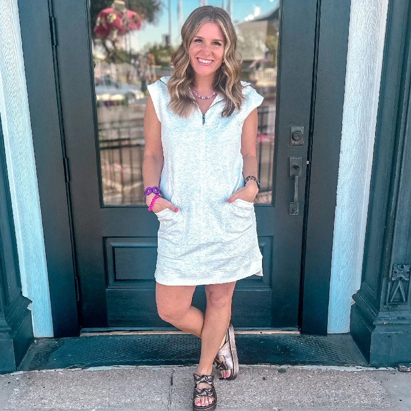 Fall Into Me Mini Dress - Light Grey Comfortable Fit-and-Flare Mini Dress