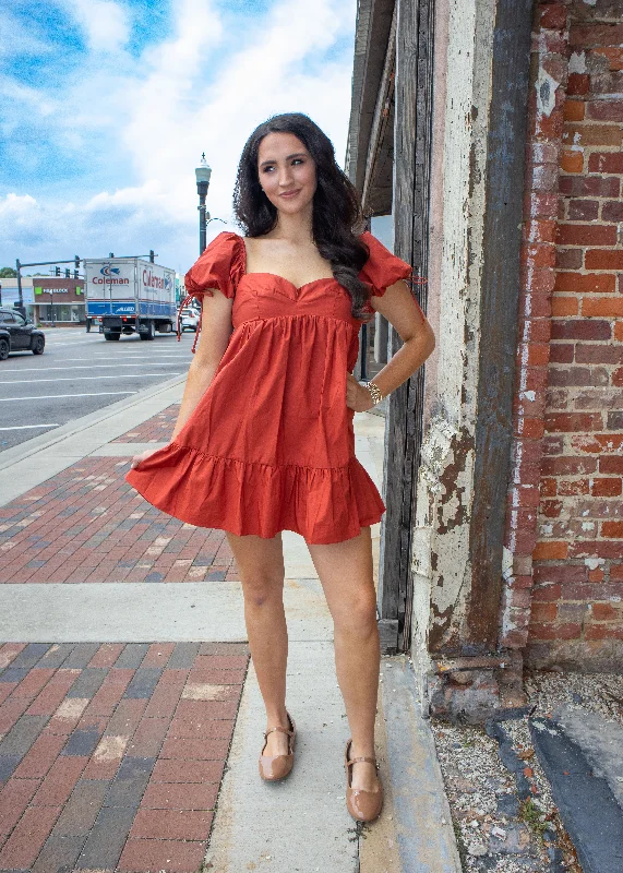 Harlynn Brick Mini Dress Comfortable Shift Mini Dress