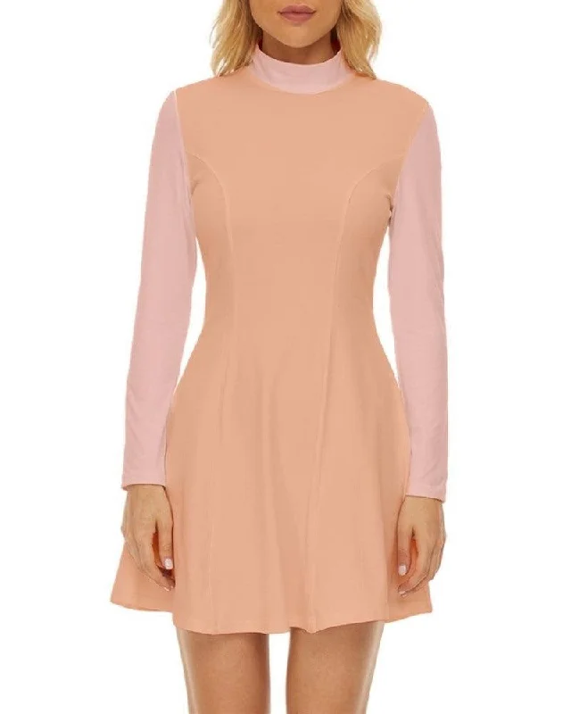 Keki Velour Color Block Flare Dress