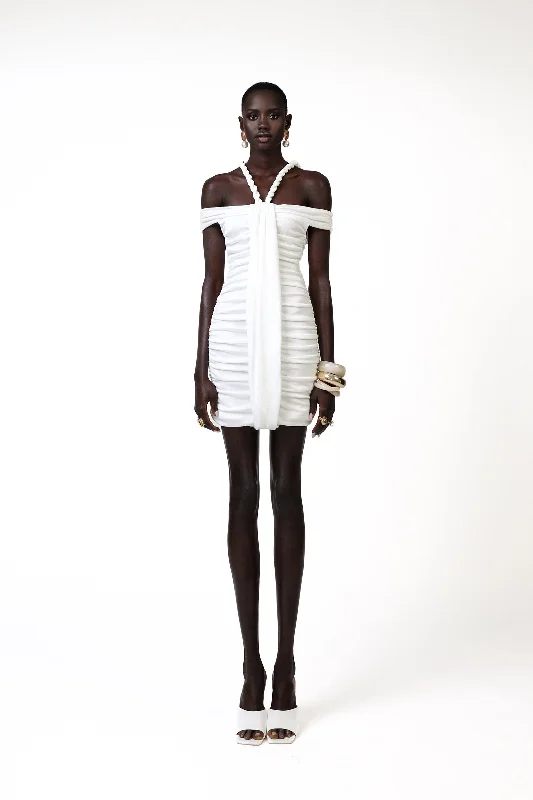 Korro Mini Dress - White Fashionable Mini Dress with Frills