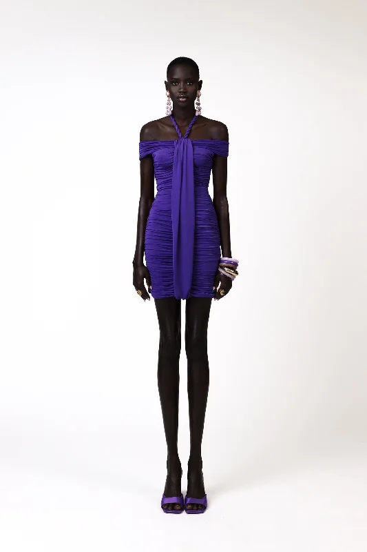 Korro Mini Dress - Purple Elegant Vintage Mini Dress