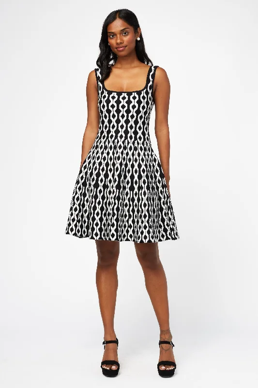 Lana Geometric Print Mini Dress Stylish Ribbed Mini Dress