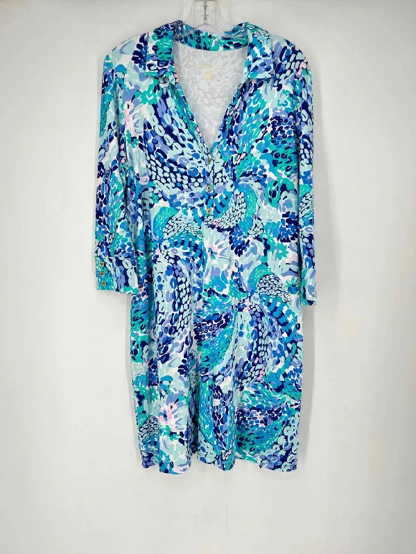 Lilly Pulitzer Size L Blue Print Dress