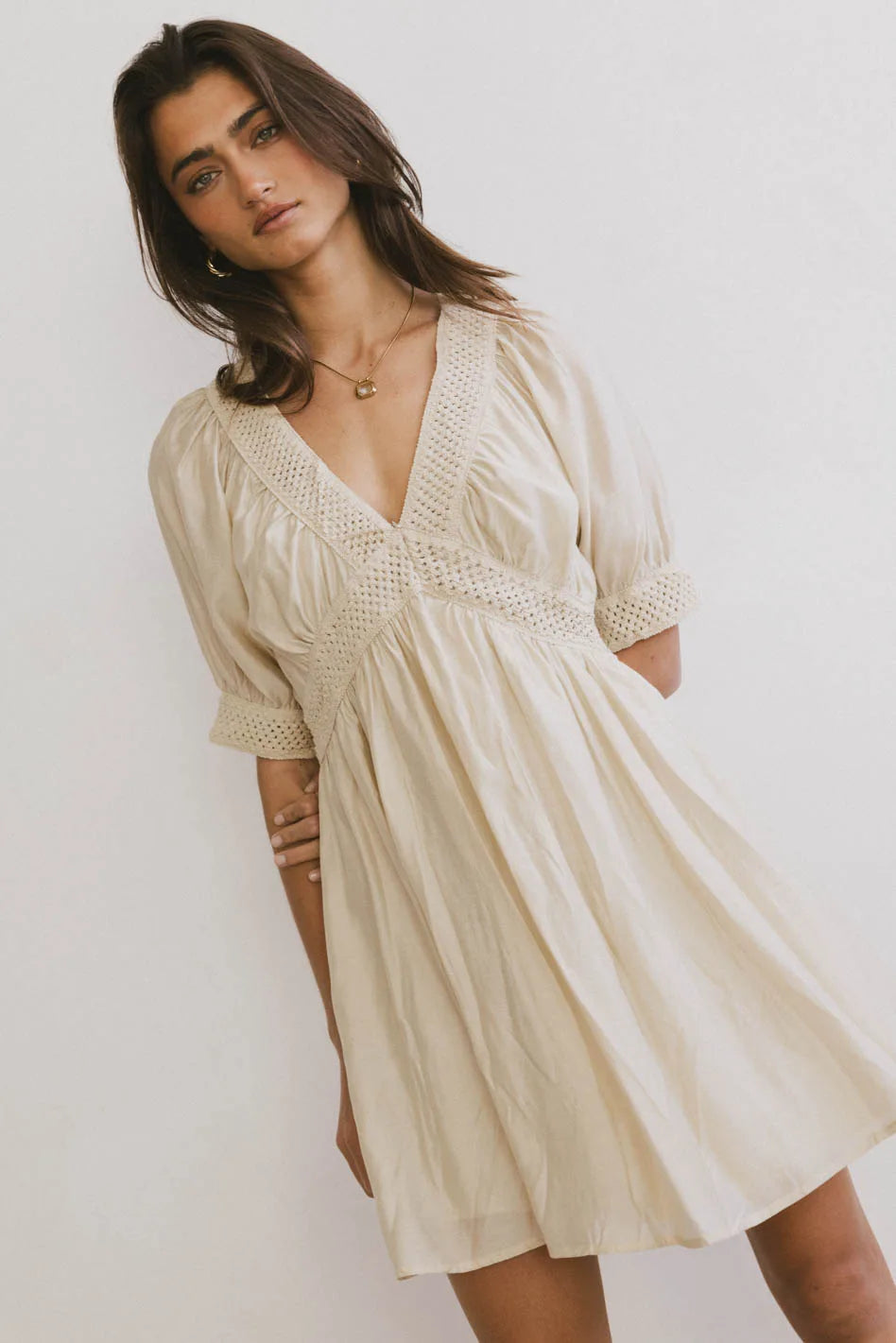 Lorna Mini Dress in Natural Elegant Vintage Mini Dress