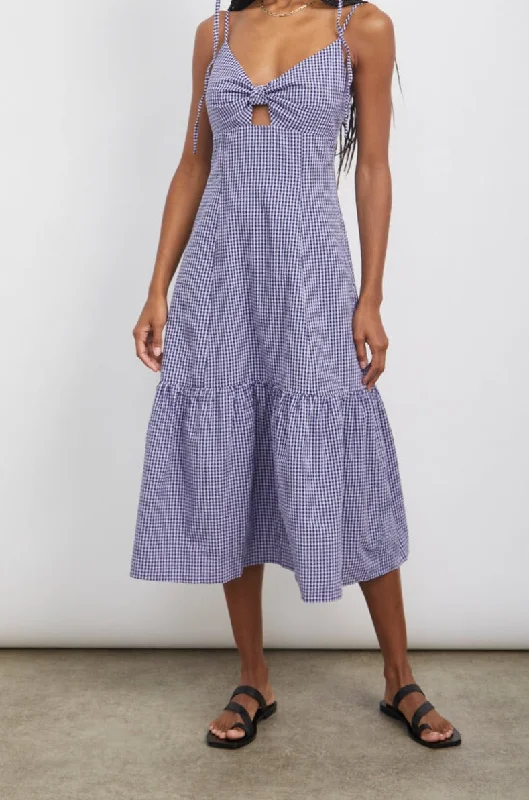 MAEVE DRESS - NAVY LILAC GINGHAM