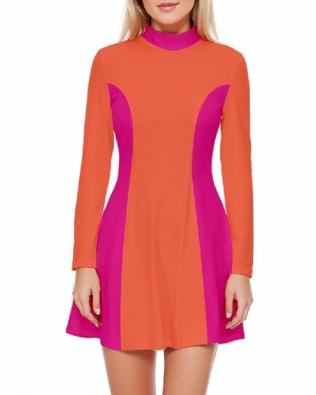 Mina Velour Color Block Flare Dress