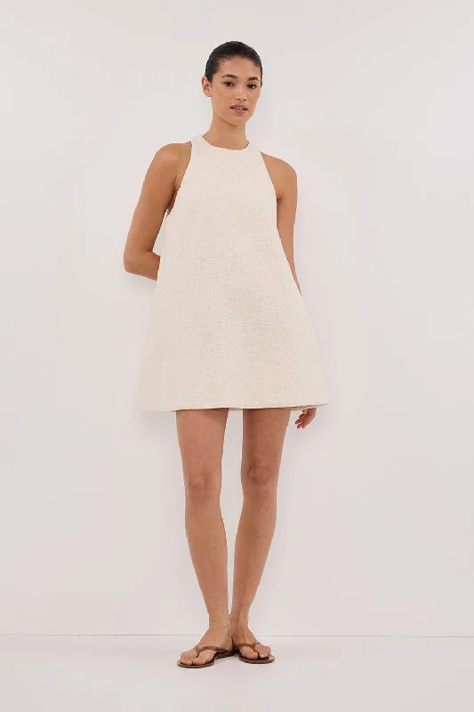 NIA NATURAL MINI DRESS Fashionable Button-Front Mini Dress