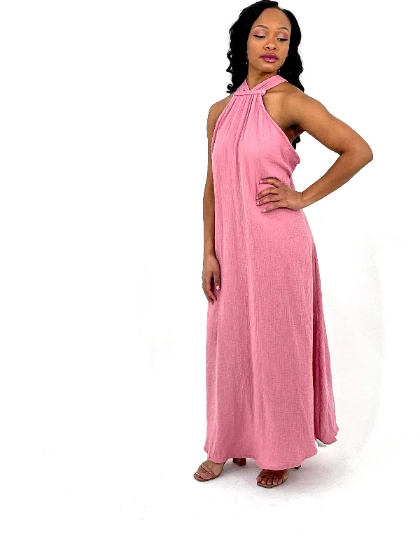 Pink Halter Neck Dress