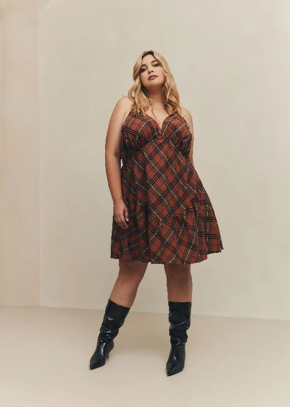 Plaid Mini Dress Elegant Satin Mini Dress