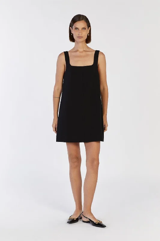 ROSA BLACK SHIFT MINI DRESS Trendy A-Line Mini Dress