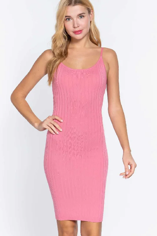 Round Neck Cami Rib Sweater Dress