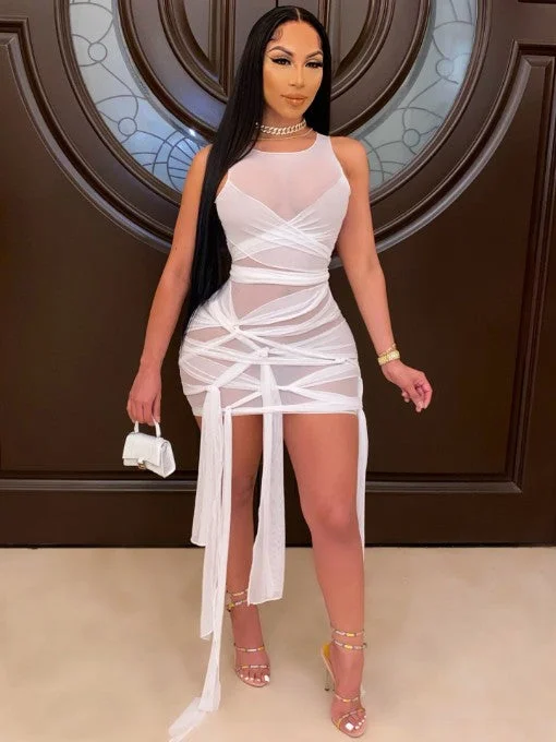 See Right Through You Mesh Dress - White
