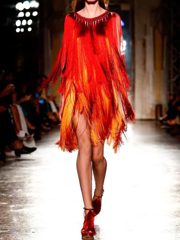 Sexy Elegant Party Fringed Mini Dress Elegant Satin Mini Dress