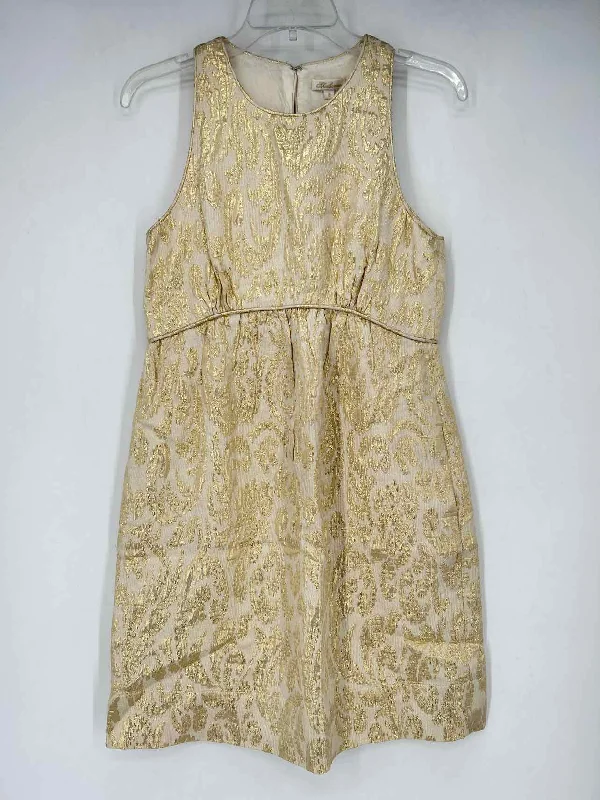Shoshanna Size 8 Gold Print Dress