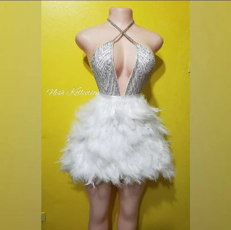 Sia feather mini dress Trendy Bodycon Mini Dress