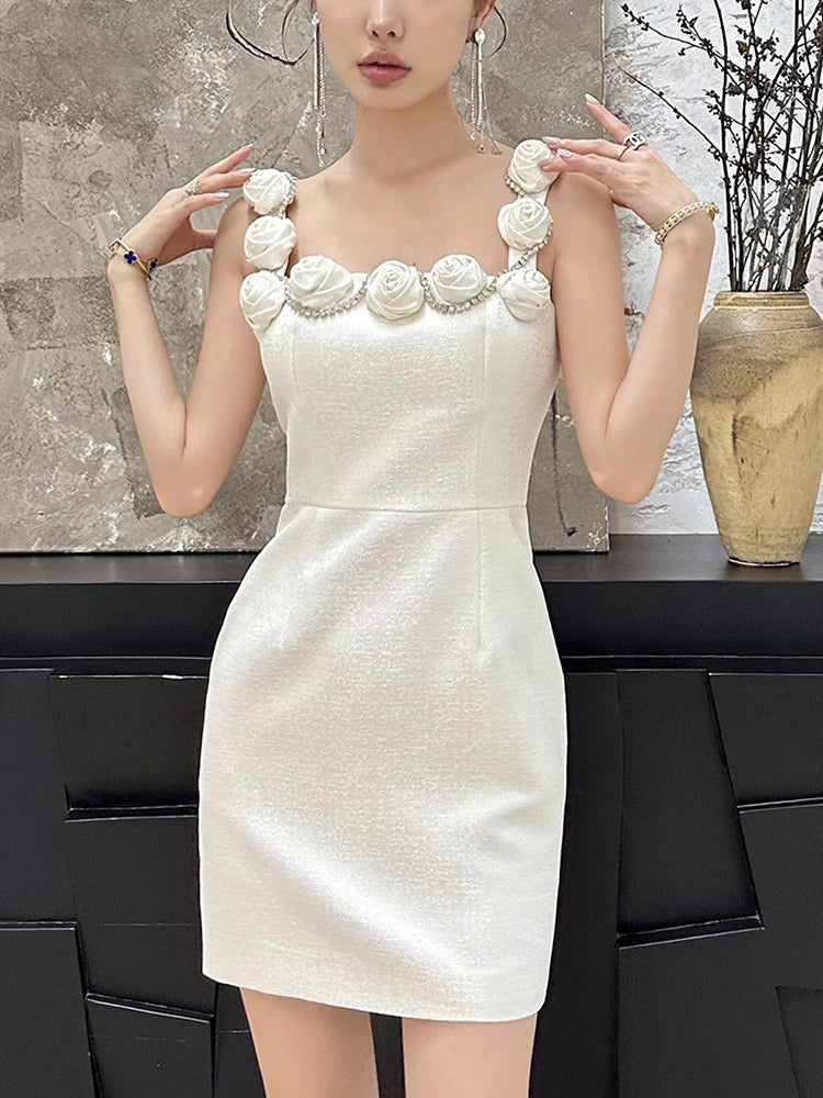 Solid Elegant Patchwork Appliques Dress