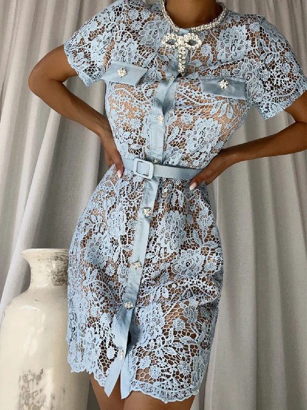 SORENNE Mini Dress Elegant Lace-Up Mini Dress