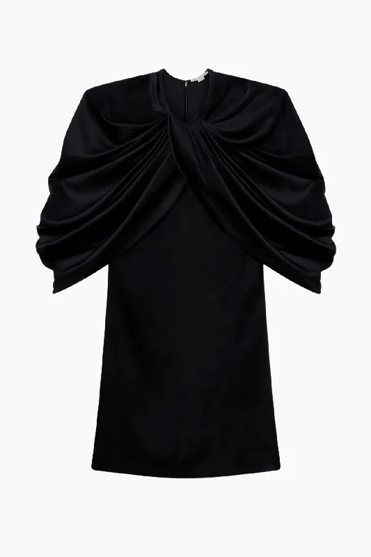 Stella McCartney Draped Satin Mini Dress - Black Elegant Lace Mini Dress