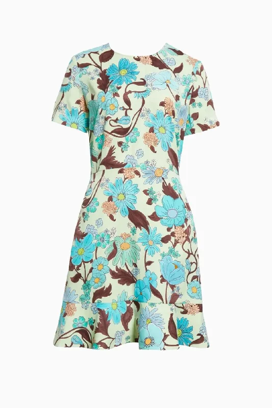 Stella McCartney Garden Print Mini Dress - Multi Mint Stylish Short Sleeve Mini Dress
