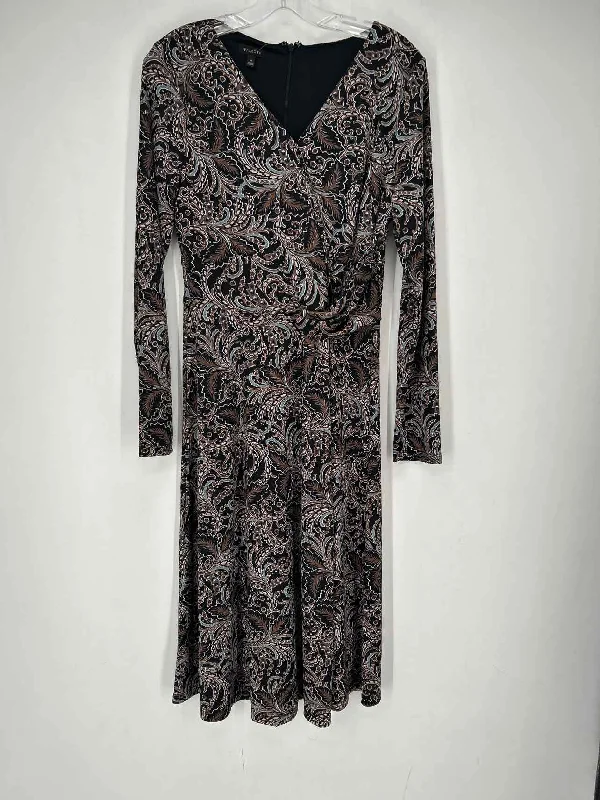 Talbots Size M Black Print Dress