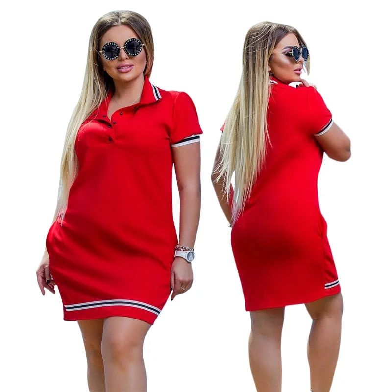 Turn Down Collar Plus Size Mini Dress Fashionable Denim Mini Dress