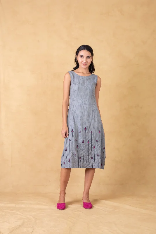 Grey Embroidered Dress