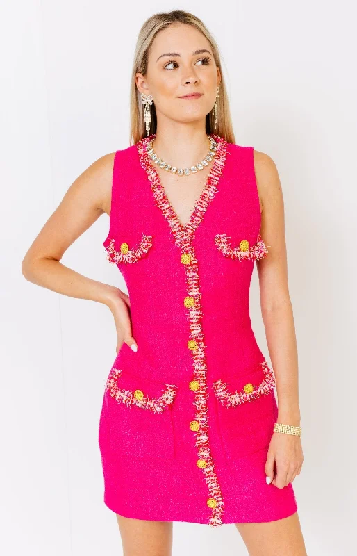 Endless Rose: Enchanting Tweed Dress, FUCHSIA