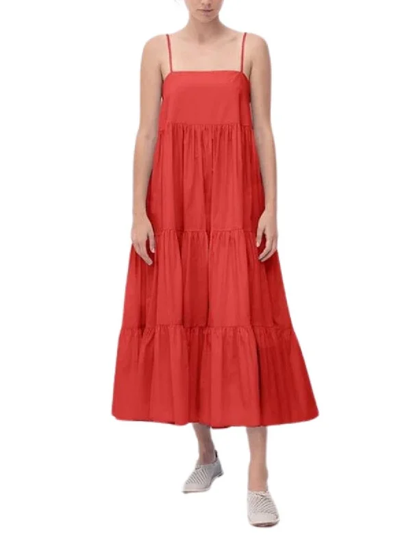 Violet Tiered Dress Cherry Red
