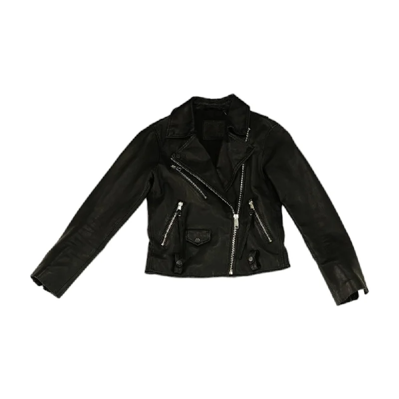 Black Solid Leather Jacket Collared Jacket Crew Neck Jacket Turtle Neck Jacket