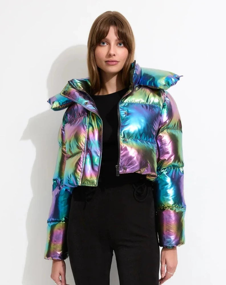 Fractals Puffer Jacket | Mood Ring Zippered Jacket Buttoned Jacket Snapped Jacket