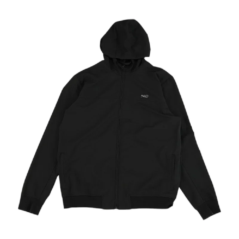 Black Solid Active Jacket Zippered Front Buttoned Front Snap Front