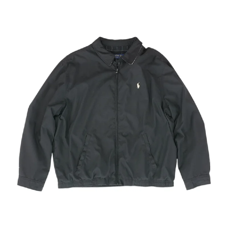 Black Solid Bomber Jacket Zip Front Button Front Snap Front
