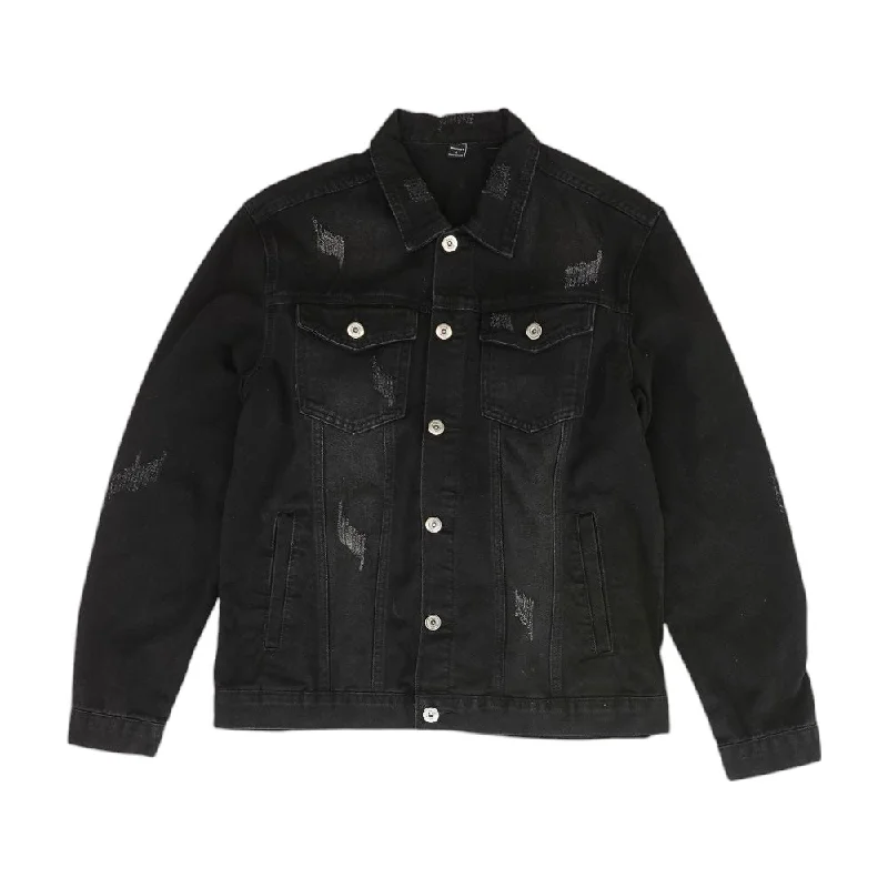 Black Solid Denim Jacket Striped Jacket Polka Dot Jacket Floral Jacket