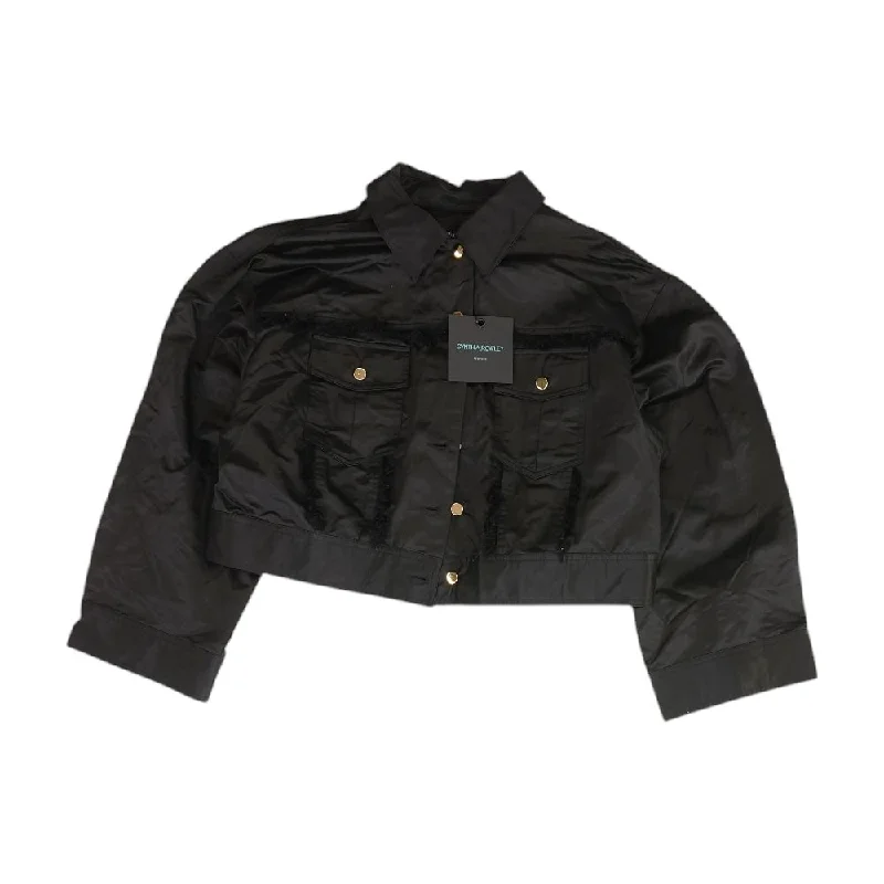 Black Solid Denim Jacket Faux Fur Jacket Real Fur Jacket Shearling Jacket
