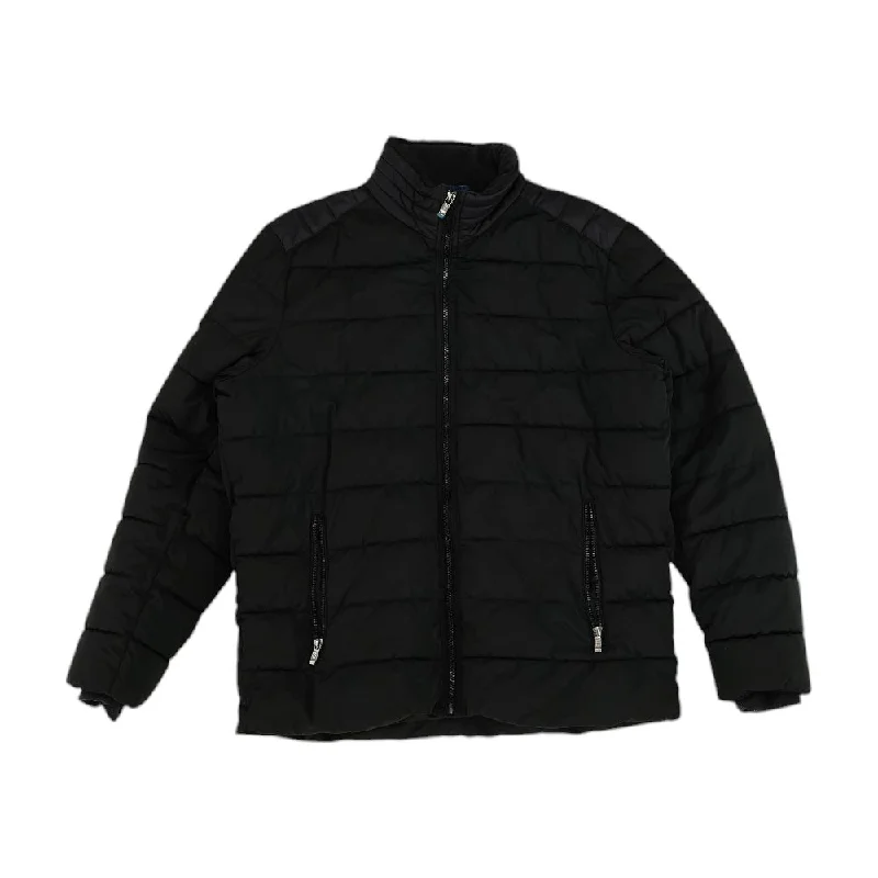 Black Solid Puffer Jacket Toggled Jacket Drawstring Jacket Belted Jacket